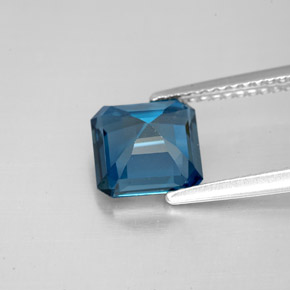 Topázio azul natural 2,31ct, corte esmeralda, VVS-VS