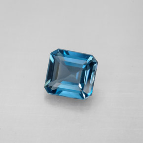 Topázio azul natural 1,60ct, corte esmeralda, VVS-VS