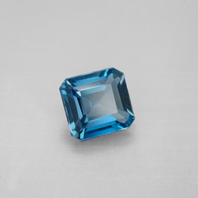 Topázio azul natural 1,60ct, corte esmeralda, VVS-VS