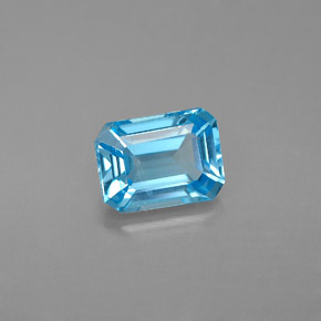 Topázio azul natural 1,90ct, corte esmeralda, VS
