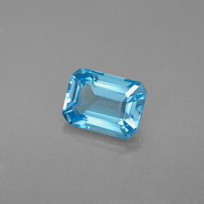 Topázio azul natural 1,90ct, corte esmeralda, VS