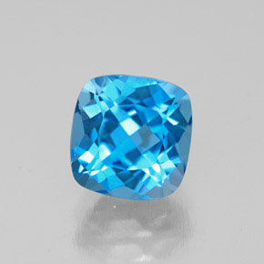 Topázio azul natural 2,01ct, almofada cortada, VS