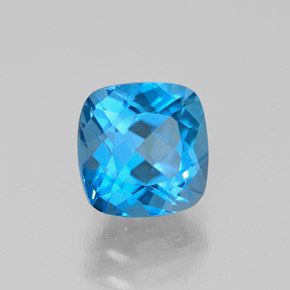 Topázio azul natural 2,01ct, almofada cortada, VS