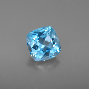 Topázio azul natural 2,03ct, almofada cortada, VS