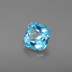 Topázio azul natural 2,03ct, almofada cortada, VS