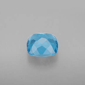 Topázio azul natural 2,97ct, almofada cortada, VVS-VS