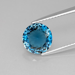 Topázio azul natural 2,41ct, corte redondo, VS