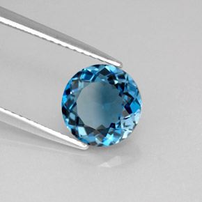 Topázio azul natural 2,41ct, corte redondo, VS