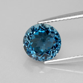 Topázio azul natural 2,68ct, corte redondo, VS