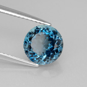 Topázio azul natural 2,68ct, corte redondo, VS