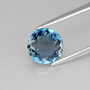Topázio azul natural 2,36ct, corte redondo, VS