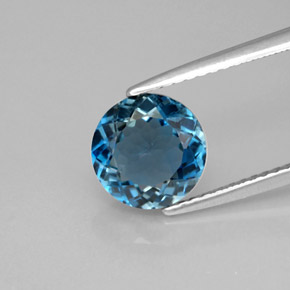 Topázio azul natural 2,17ct, corte redondo, VS