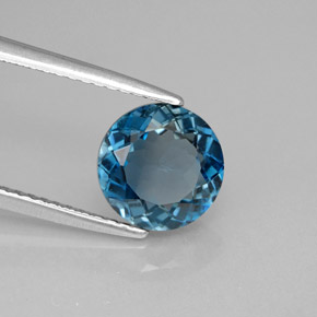 Topázio azul natural 2,17ct, corte redondo, VS