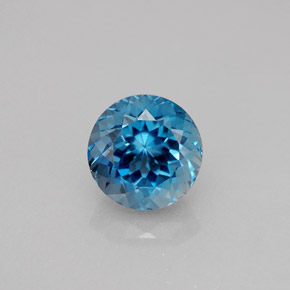 Topázio azul natural 2,73ct, corte redondo, VS