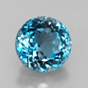 Topázio azul natural 3,10ct, corte redondo, VVS-VS