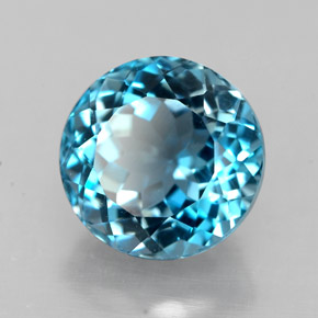Topázio azul natural 3,10ct, corte redondo, VVS-VS