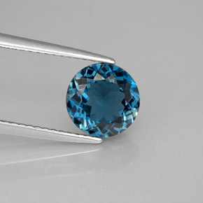 Topázio azul natural 2,23ct, corte redondo, VVS-VS