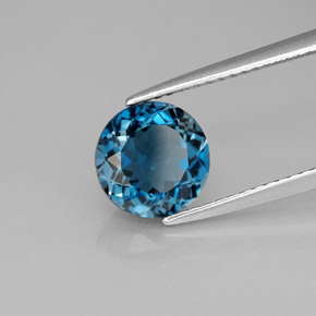 Topázio azul natural 2,23ct, corte redondo, VVS-VS