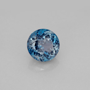 Topázio azul natural 2,70ct, corte redondo, VVS-VS