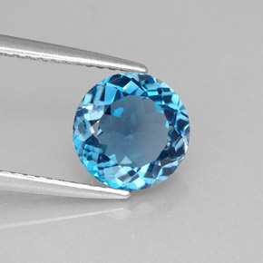 Topázio azul natural 2,23ct, corte redondo, VVS-VS