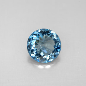 Topázio azul natural 2,39ct, corte redondo, VS