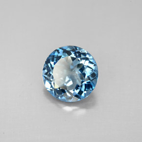 Topázio azul natural 2,39ct, corte redondo, VS