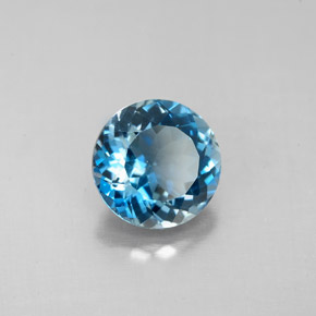 Topázio azul natural 2,52ct, corte redondo, VVS-VS