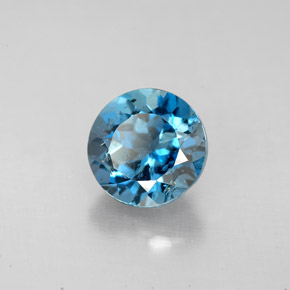 Topázio azul natural 2,57ct, corte redondo, VS-SI