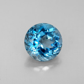 Topázio azul natural 2,46ct, corte redondo, VS