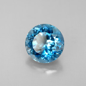 Topázio azul natural 2,46ct, corte redondo, VS