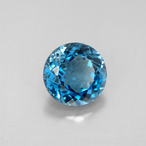 Topázio azul natural 2,49ct, corte redondo, VS