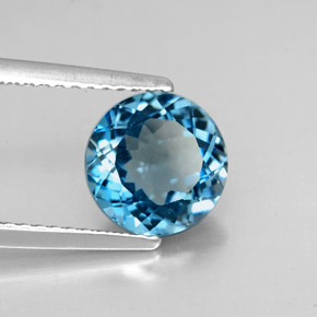Topázio azul natural 2,32ct, corte redondo, VS