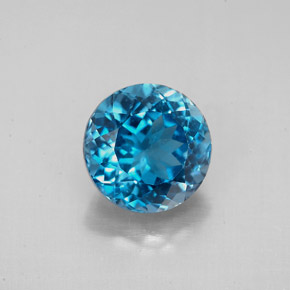 Topázio azul natural 2,72ct, corte redondo, VS