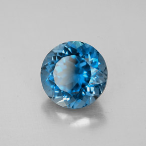 Topázio azul natural 2,69ct, corte redondo, VS