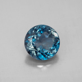Topázio azul natural 2,34ct, corte redondo, VS