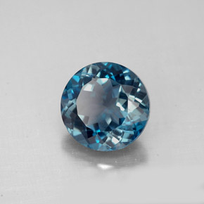 Topázio azul natural 2,34ct, corte redondo, VS