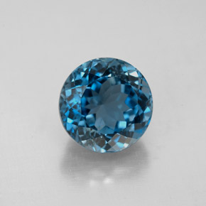Topázio azul natural 3,17ct, corte redondo, VS