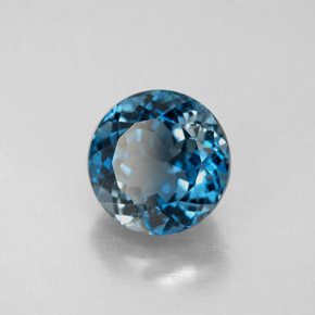 Topázio azul natural 3,17ct, corte redondo, VS