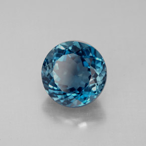 Topázio azul natural 2,69ct, corte redondo, VS
