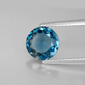 Topázio azul natural 2,02ct, corte redondo, VS