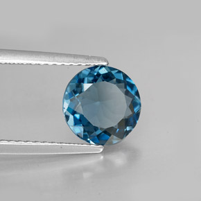 Topázio azul natural 2,02ct, corte redondo, VS