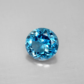 Topázio azul natural 2,25ct, corte redondo, VS
