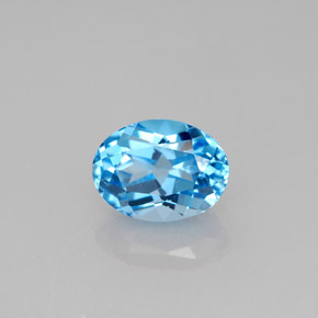 Topázio azul natural 1,74ct, corte oval, VVS-VS