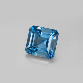 Topázio azul natural 2,64ct, corte esmeralda, VVS-VS