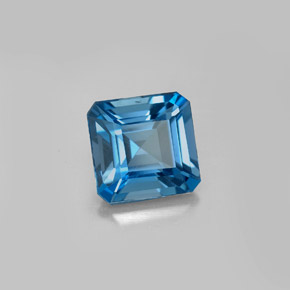 Topázio azul natural 2,64ct, corte esmeralda, VVS-VS