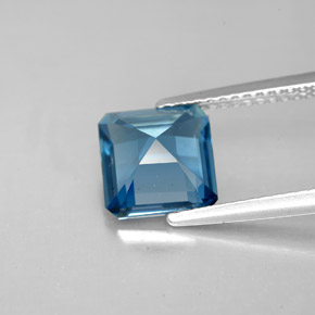 Topázio azul natural 2,64ct, corte esmeralda, VVS-VS