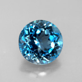 Topázio azul natural 2,52ct, corte redondo, VS