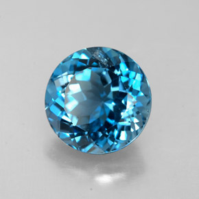 Topázio azul natural 2,52ct, corte redondo, VS