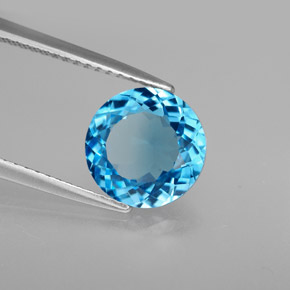 Topázio azul natural 2,75ct, corte redondo, VVS-VS