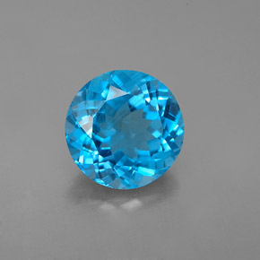 Topázio azul natural 2,96ct, corte redondo, VS